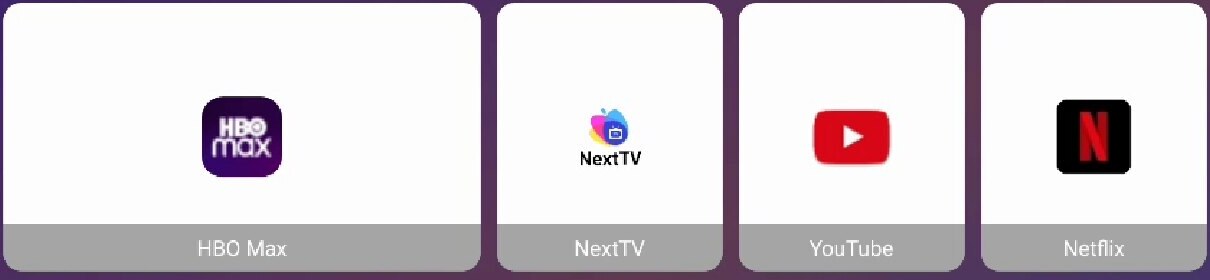 Row of large app tiles on the Halo TV home screen